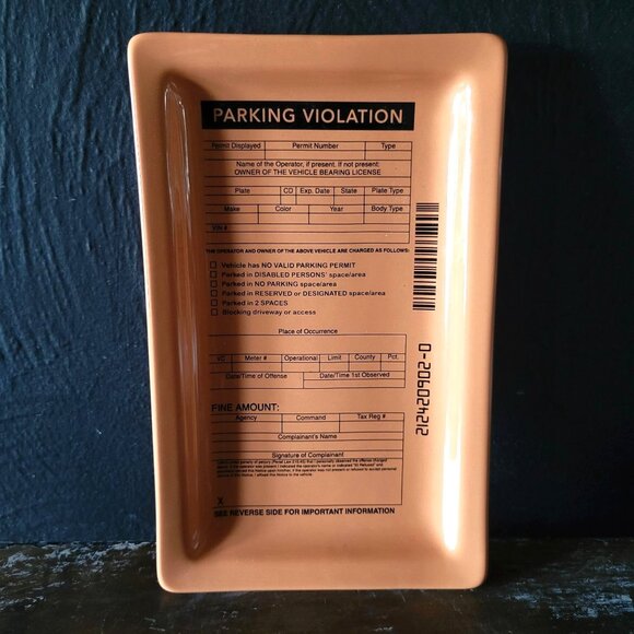 Fishs Eddy Parking Violation Ticket Orange Ceramic Trinket Tray, Novelty Decor - Picture 1 of 5
